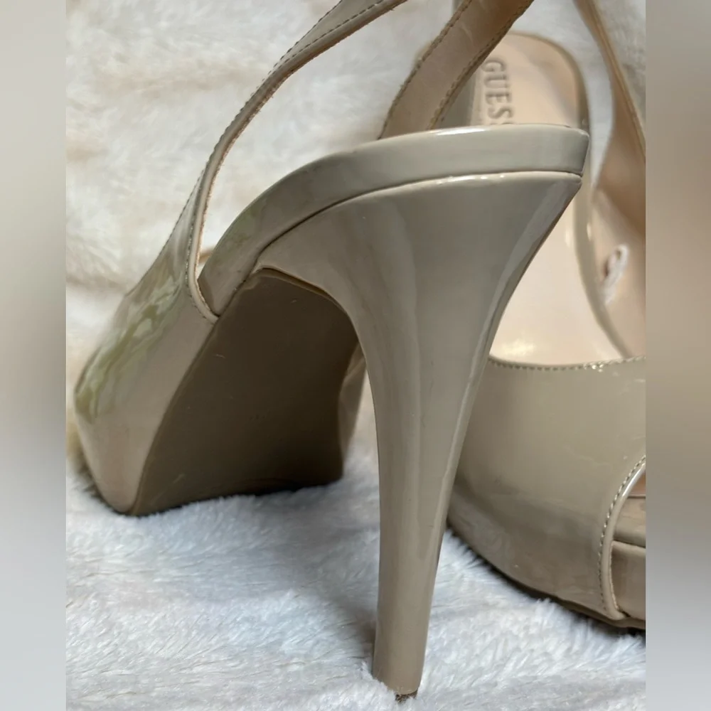 Guess Women's  Shoes Tan Slingback Peep Toe Heels NEW Size 10